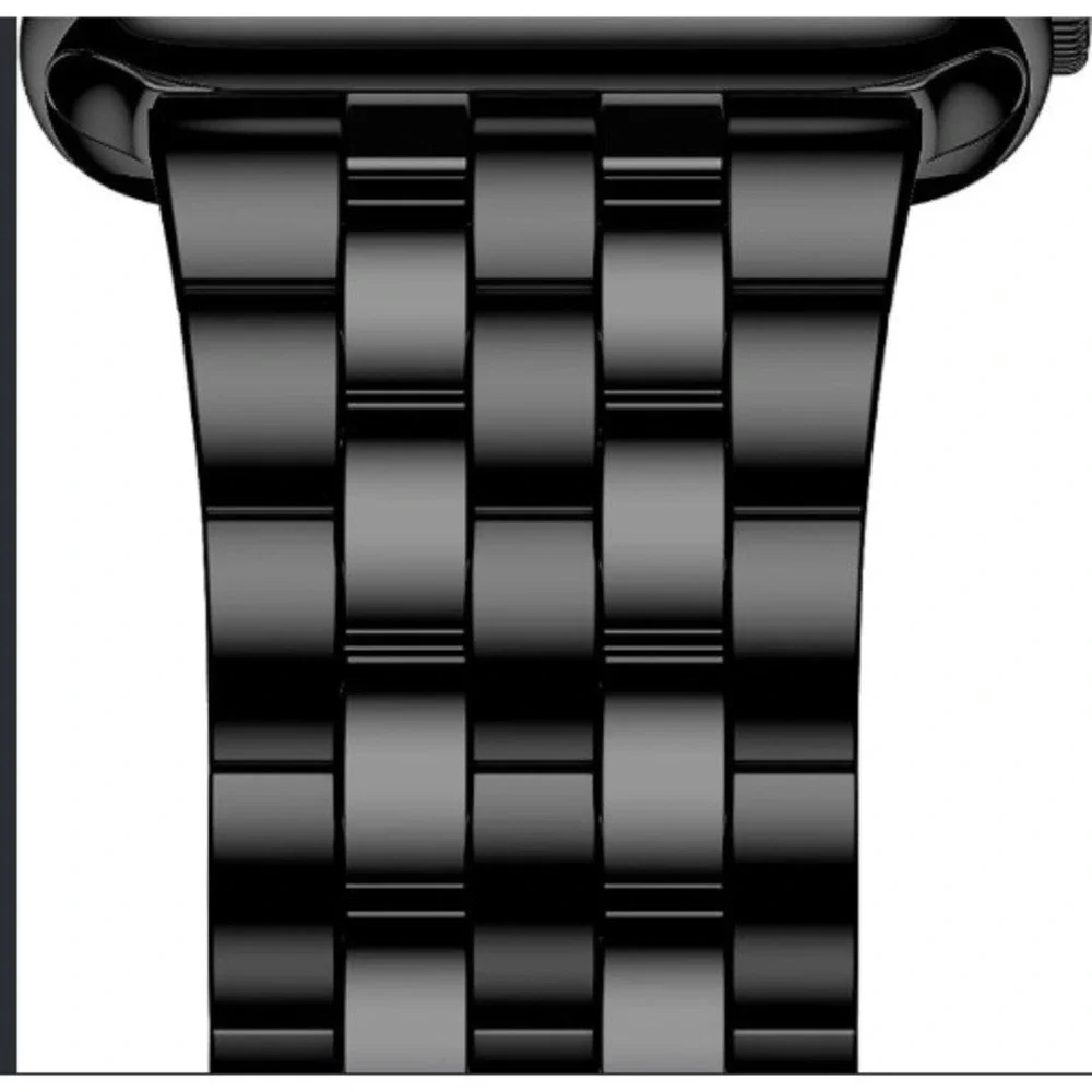 Iiteeology 7 Rows Black Stainless Steel Watch Band 38 40 41mm Apple Watch Link